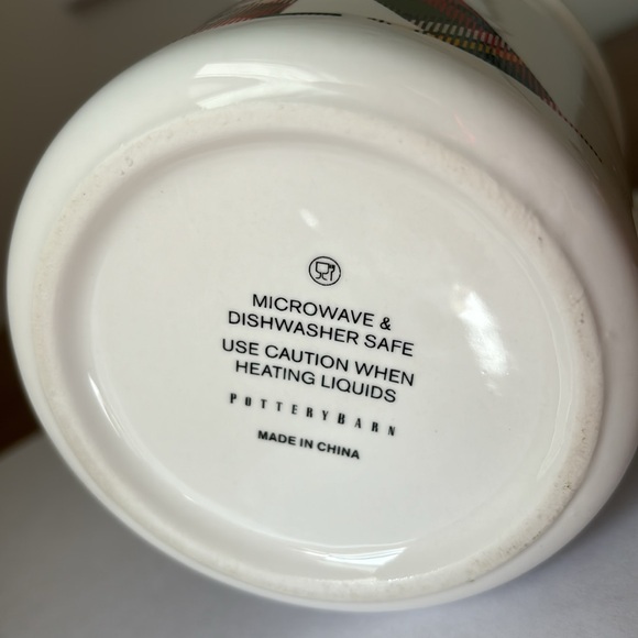 Pottery Barn K Monogram Initial Coffee Cup Mug Plaid Metallic Gold Rim - Picture 8 of 9